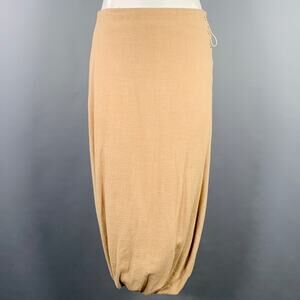 HAZEL BROWN Size S Beige Natural Linen Woven Bubble Hem Skirt
